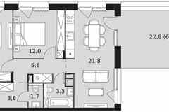 3-к квартира, 72.8 м², этаж 13/17