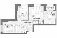 3-к квартира, 69.4 м², этаж 4/28