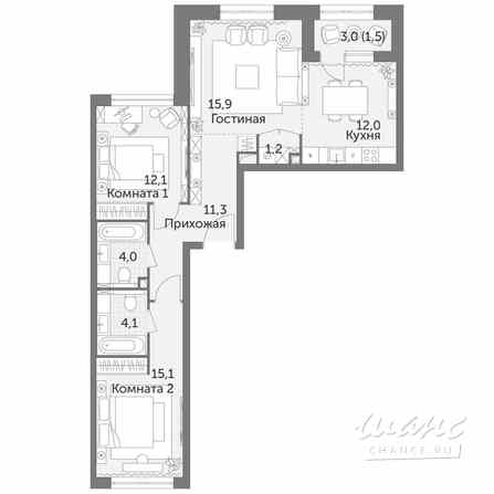 3-к квартира, 77.3 м², этаж 14/28 Москва - изображение 1