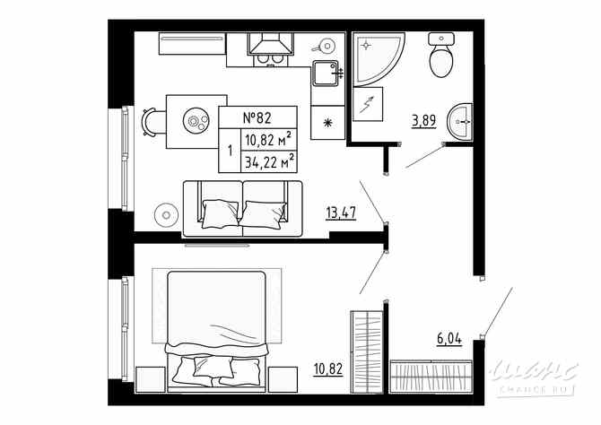 1-к квартира, 34.22 м², этаж 1/4 Ломоносов - изображение 3