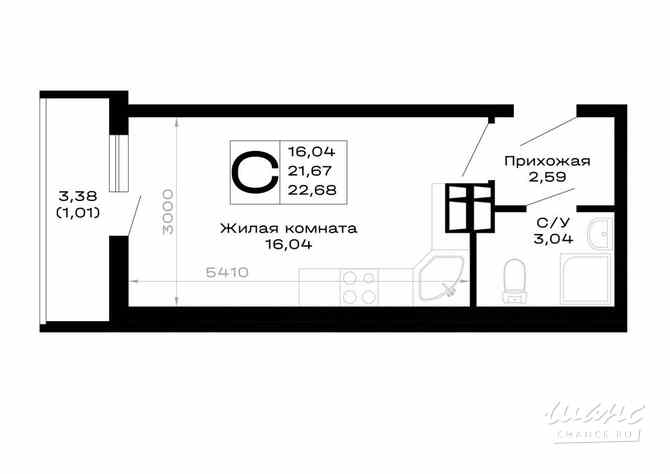 1-к квартира, 22.68 м², этаж 2/16 Майкоп - изображение 3