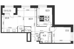 3-к квартира, 71.2 м², этаж 20/28