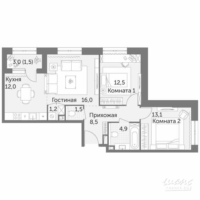 3-к квартира, 71.2 м², этаж 20/28 Москва - изображение 1