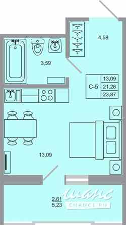1-к квартира, 23.6 м², этаж 14/17 Бугры - изображение 1