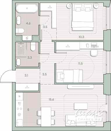 2-к квартира, 60.4 м², этаж 8/27 Москва - изображение 1