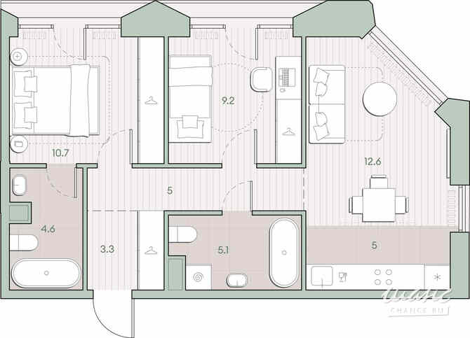 2-к квартира, 55.5 м², этаж 8/13 Москва - изображение 1