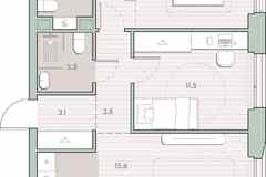 2-к квартира, 60.5 м², этаж 3/27