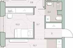 2-к квартира, 55.1 м², этаж 2/27