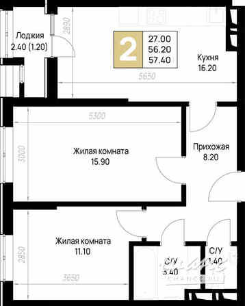 2-к квартира, 57.4 м², этаж 6/12 Анапа - изображение 3