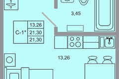 1-к квартира, 21.3 м², этаж 1/17