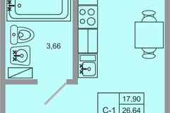 1-к квартира, 26.64 м², этаж 1/20