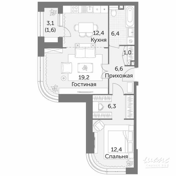 2-к квартира, 65.9 м², этаж 20/47 Москва - изображение 2