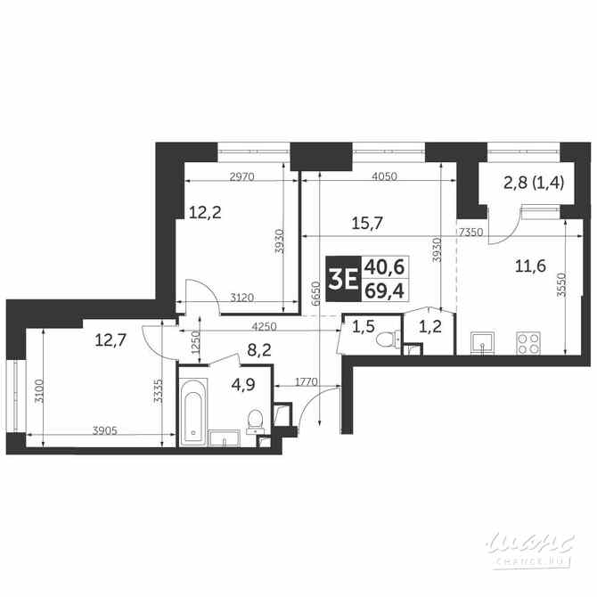 3-к квартира, 69.4 м², этаж 4/28 Москва - изображение 1