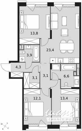 3-к квартира, 84.3 м², этаж 10/17 Москва - изображение 2