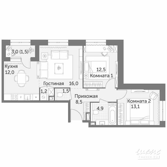 3-к квартира, 71.2 м², этаж 23/28 Москва - изображение 2