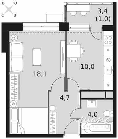 1-к квартира, 37.8 м², этаж 16/21 Москва - изображение 1