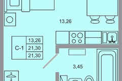 1-к квартира, 21.3 м², этаж 2/17
