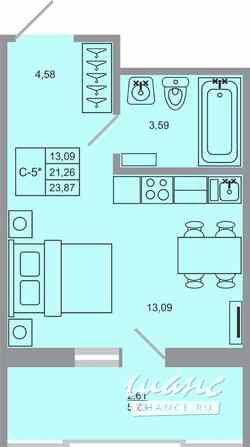 1-к квартира, 23.5 м², этаж 14/17 Бугры - изображение 1