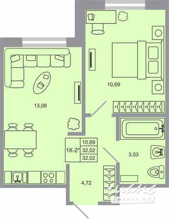 1-к квартира, 32.02 м², этаж 2/20 Бугры - изображение 1