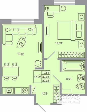 1-к квартира, 32.02 м², этаж 1/20 Бугры - изображение 1