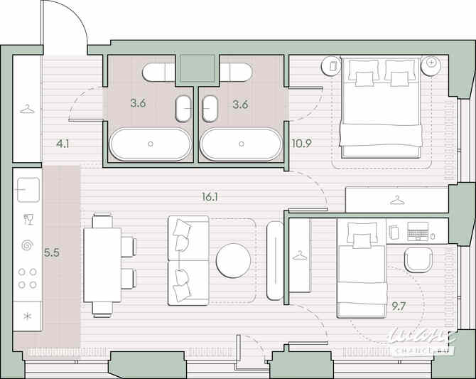 2-к квартира, 53.5 м², этаж 3/27 Москва - изображение 1