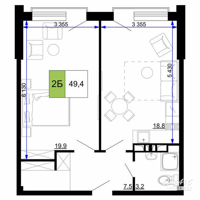 2-к квартира, 49.4 м², этаж 3/9 Анапа - изображение 3