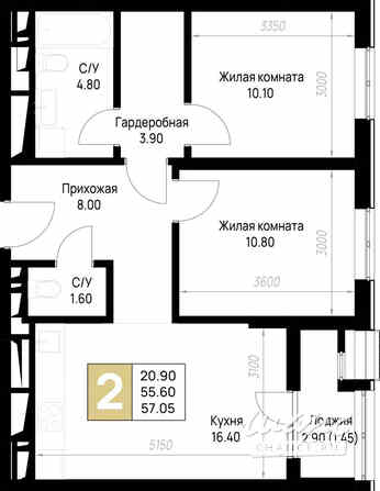 2-к квартира, 57.05 м², этаж 3/12 Анапа - изображение 3