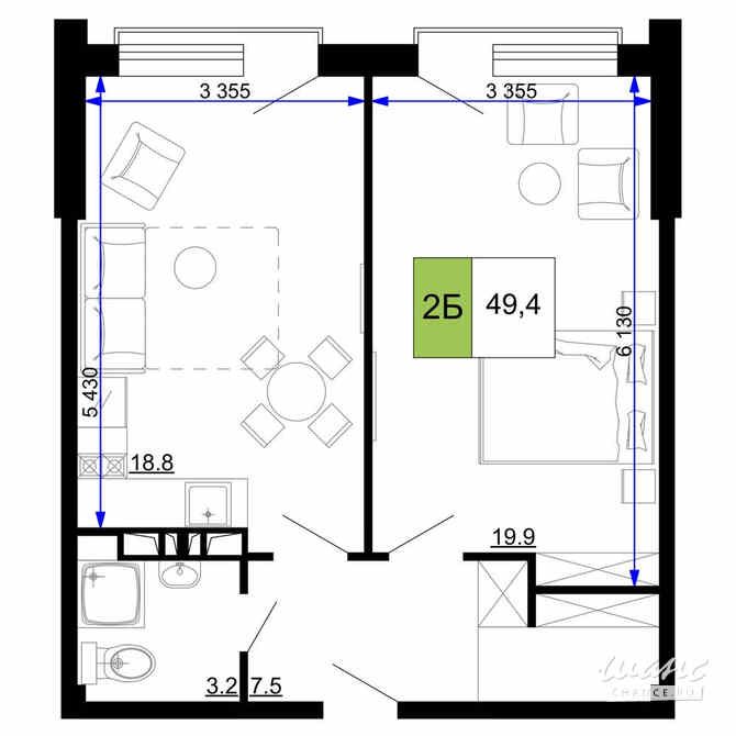 2-к квартира, 49.4 м², этаж 4/9 Анапа - изображение 3