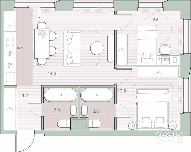 2-к квартира, 53.8 м², этаж 13/27 Москва - изображение 1