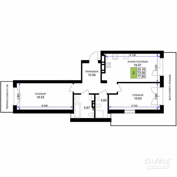 2-к квартира, 80.7 м², этаж 1/7 Гурьевск - изображение 3