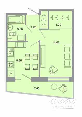 1-к квартира, 33 м², этаж 13/15 Бугры - изображение 1