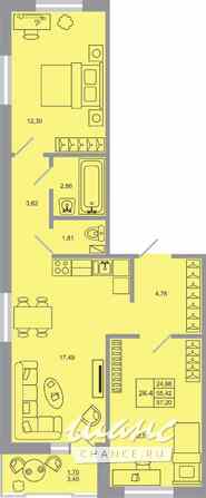 2-к квартира, 56.2 м², этаж 20/20 Бугры - изображение 1