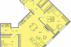 2-к квартира, 63.93 м², этаж 2/17