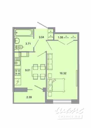 1-к квартира, 33.7 м², этаж 18/20 Бугры - изображение 1