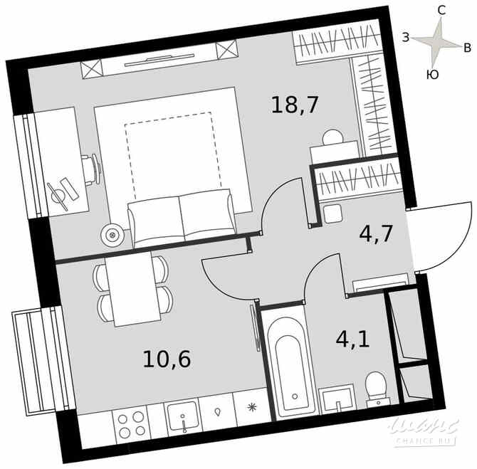 1-к квартира, 38.1 м², этаж 10/16 Москва - изображение 2