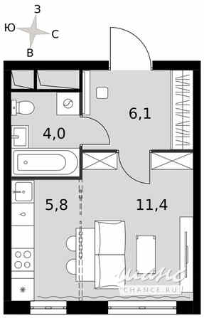 1-к квартира, 27.3 м², этаж 8/16 Москва - изображение 2