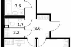 2-к квартира, 59.4 м², этаж 5/14