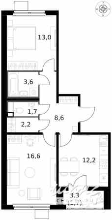 2-к квартира, 59.4 м², этаж 5/14 Москва - изображение 1