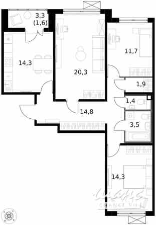 3-к квартира, 84 м², этаж 13/14 Москва - изображение 1