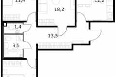3-к квартира, 76.4 м², этаж 8/14
