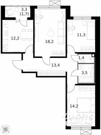 3-к квартира, 76.1 м², этаж 14/14 Москва - изображение 1