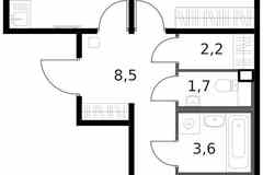 2-к квартира, 59.6 м², этаж 8/14