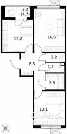 2-к квартира, 59.6 м², этаж 8/14 Москва - изображение 1