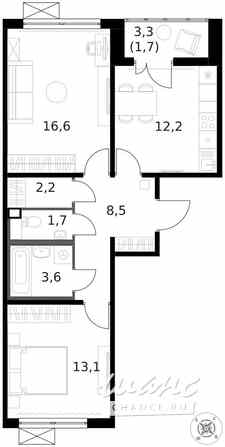 2-к квартира, 59.6 м², этаж 11/14 Москва - изображение 1