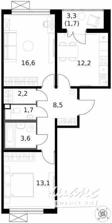 2-к квартира, 59.6 м², этаж 11/14 Москва - изображение 2