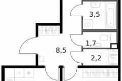 2-к квартира, 59.4 м², этаж 12/13
