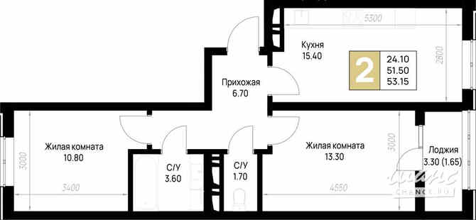 2-к квартира, 53.15 м², этаж 2/12 Анапа - изображение 3