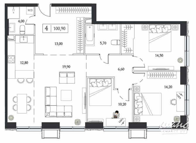 3-к квартира, 100.9 м², этаж 13/24 Москва - изображение 3