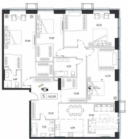 5-к квартира, 162 м², этаж 18/24 Москва - изображение 3