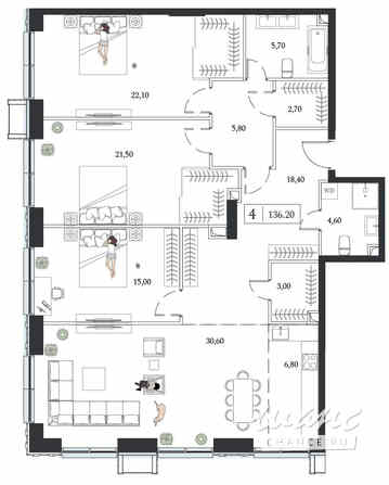 4-к квартира, 136.2 м², этаж 19/24 Москва - изображение 3